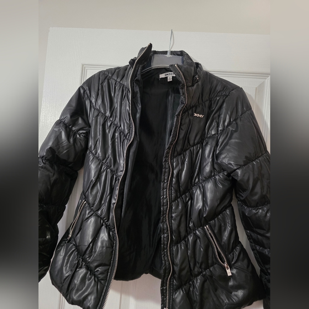 DKNY Youth Shiny Black Puffer Coat